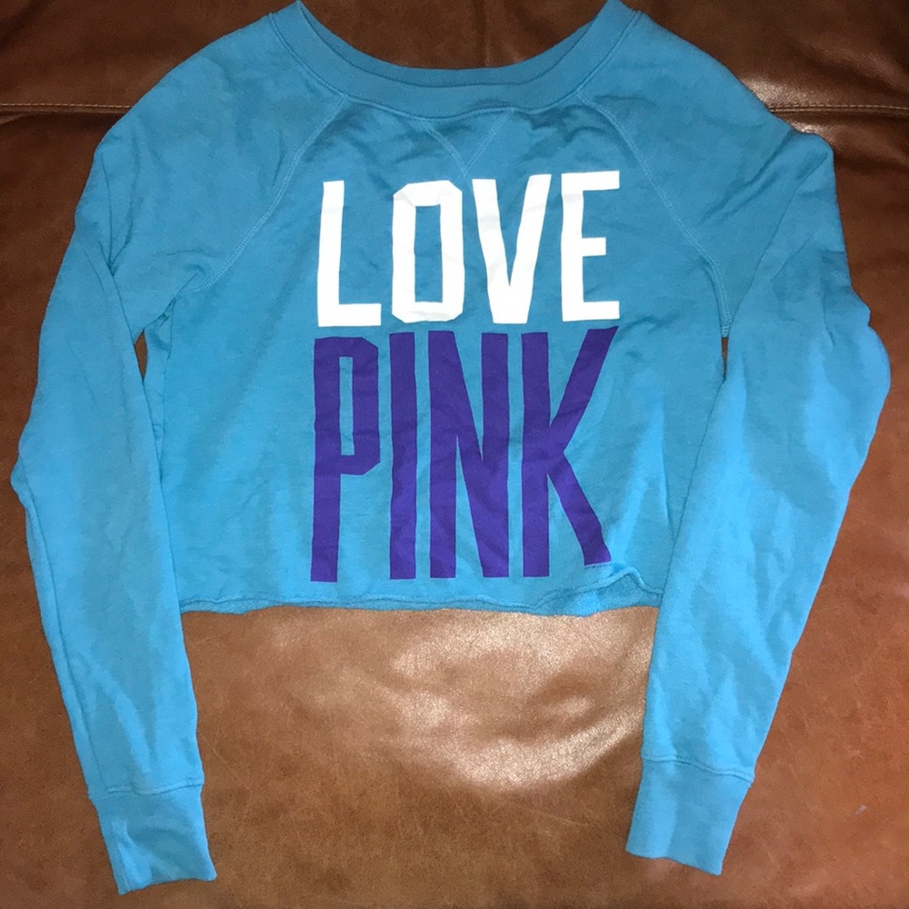 Love Pink crop crew neck sweater